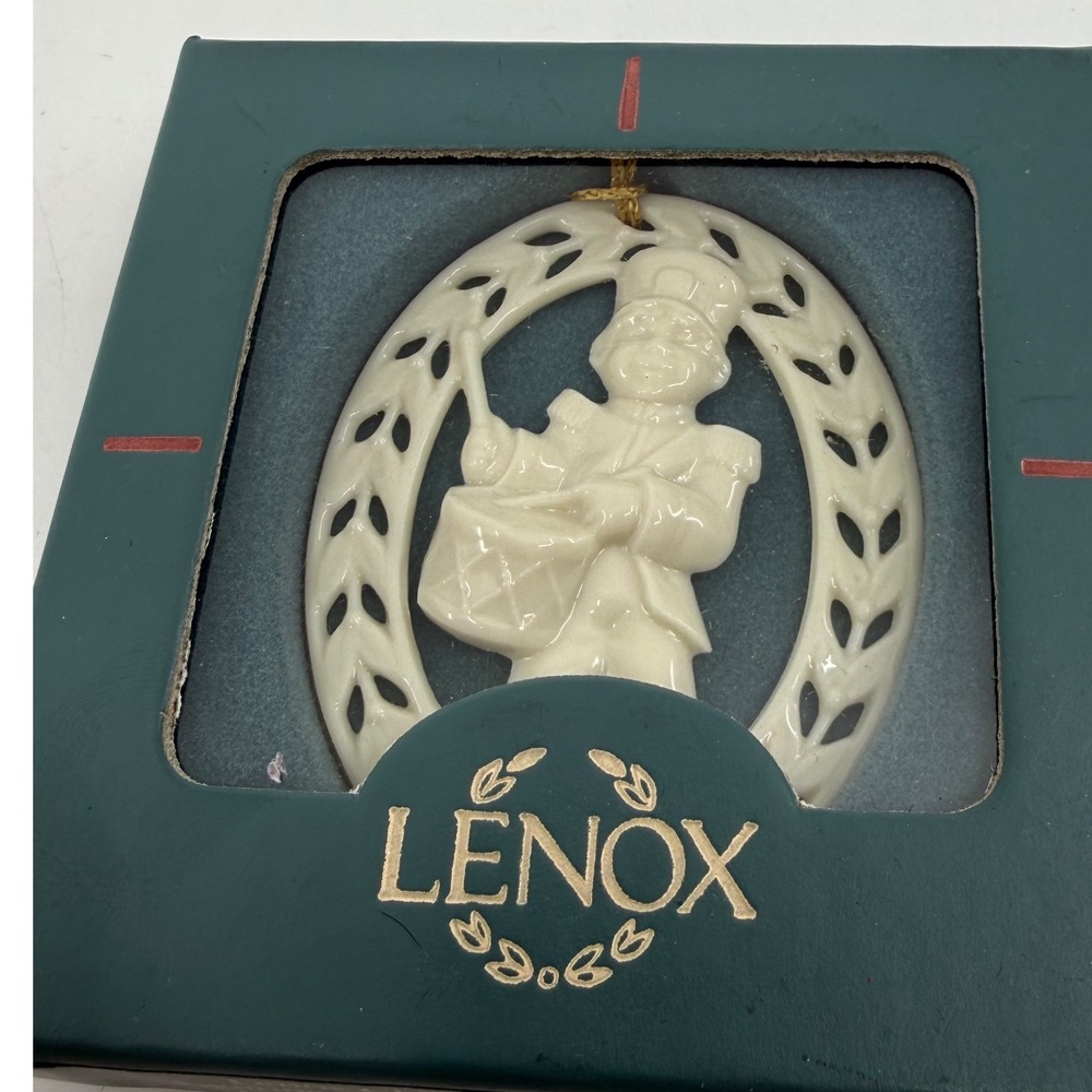 Lenox China Drummer Boy Figurine Ornament Ivory Gold Trim Pierced 4-101-4235